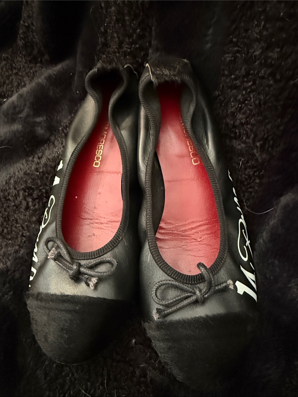 J. David Moresco Black Ballet Flats with Red Insole